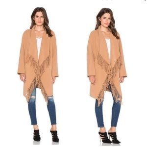 LIKE NEW | J.O.A. Los Angeles | Camel Fringed Long Line Coat/Cape | S